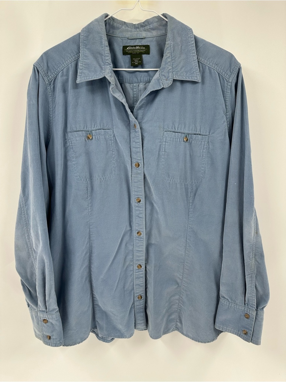 Eddie Bauer Women’s Corduroy Long Sleeve Button-Up Shirt - Light Blue Plus Size